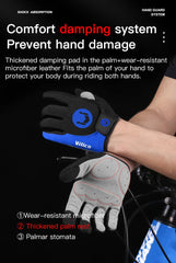 Kyncilor Outdoor Bicycle Anti slip and Sweatproof Long Finger Gloves Breathable and Shock Absorbent Sports Mountain Bike Gloves
