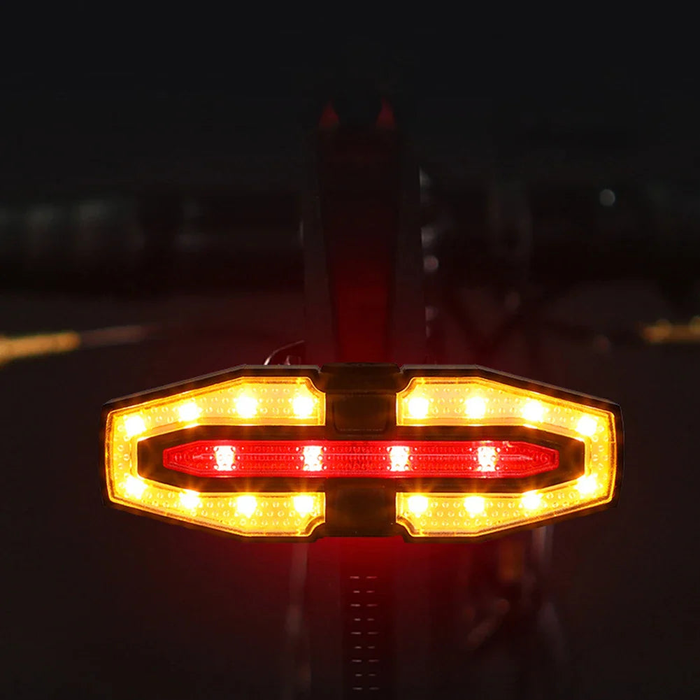 Rechargeable Warning Bike Lights with Turn Signals Cycling Back Light Wireless Remote Control Bike Rear Light for Night Riding
