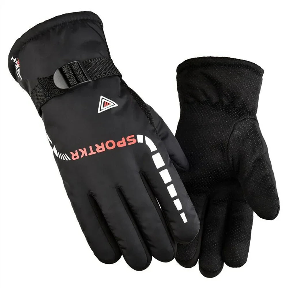 Winter Men Women Full Fingers Gloves Warm Thicken Fleece Skiing Outdoor Running Gloves Waterproof Windproof Non-Slip Mittens