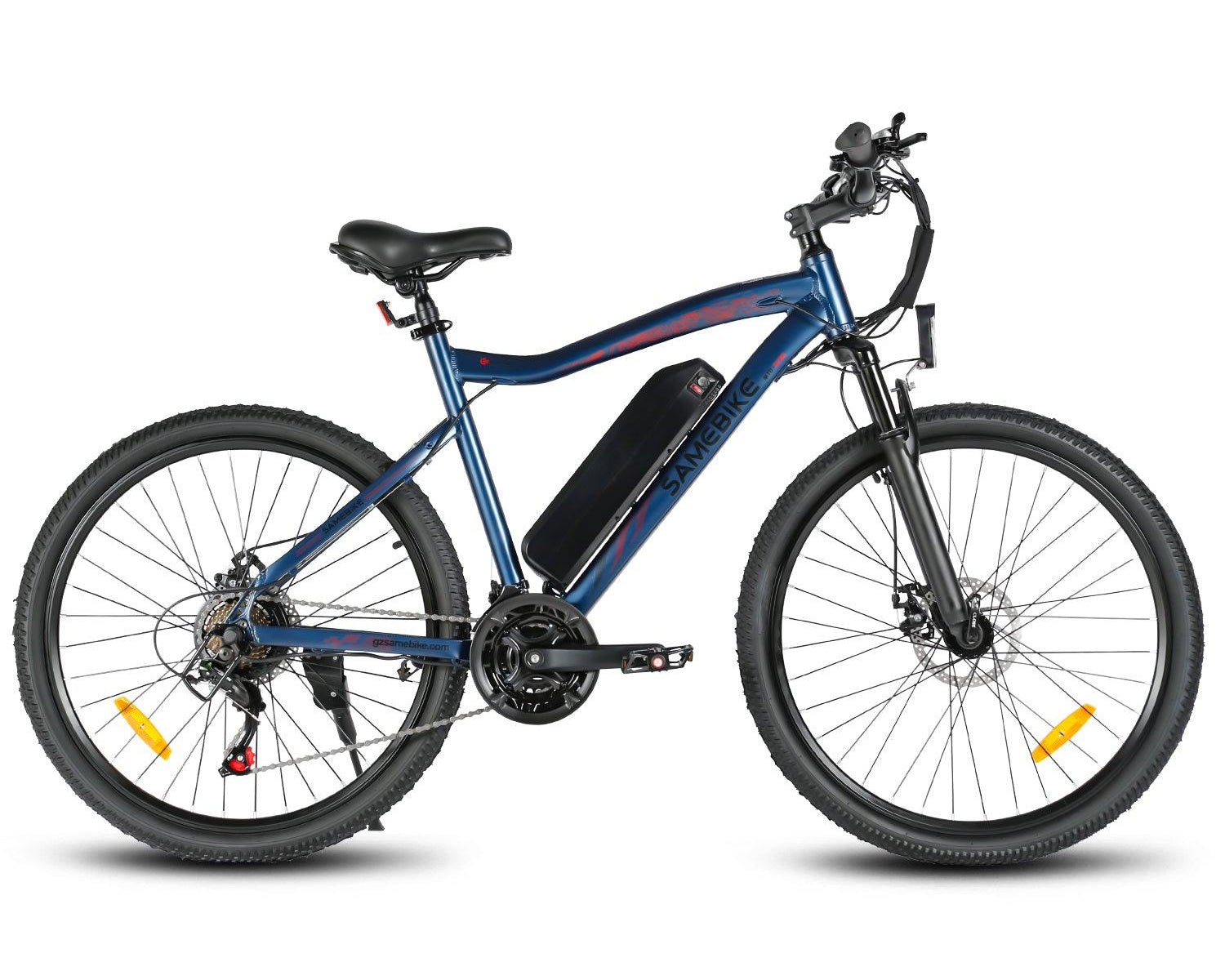 SAMEBIKE SY26-II Electric Mountain Bike - Pogo Cycles in blue in white background.