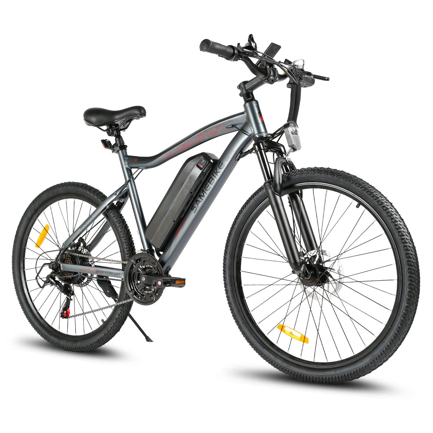 SAMEBIKE SY26-II Electric Mountain Bike in grey right side view in white background - Pogo Cycles