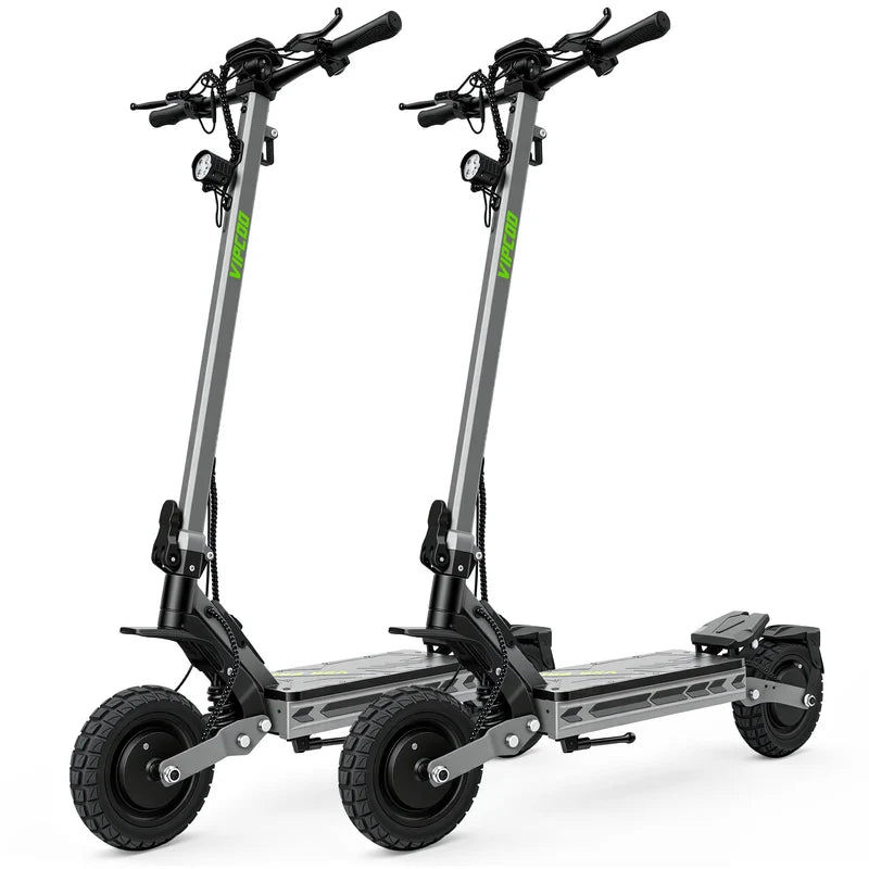 Two VIPCOO VS2 Pro Dual Motor Electric Scooter stacked on top of each other with a white background