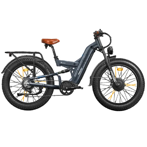 A black Warrior Pro M-530 electric fat tire bicycle with a brown saddle, shown from a side profile on a solid white background.