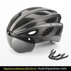ROCKBROS Bicycle Helmet Men EPS Integrally-molded Breathable Cycling Helmet Men Women Goggles Lens Aero MTB Road Bike Helmet - Pogo Cycles